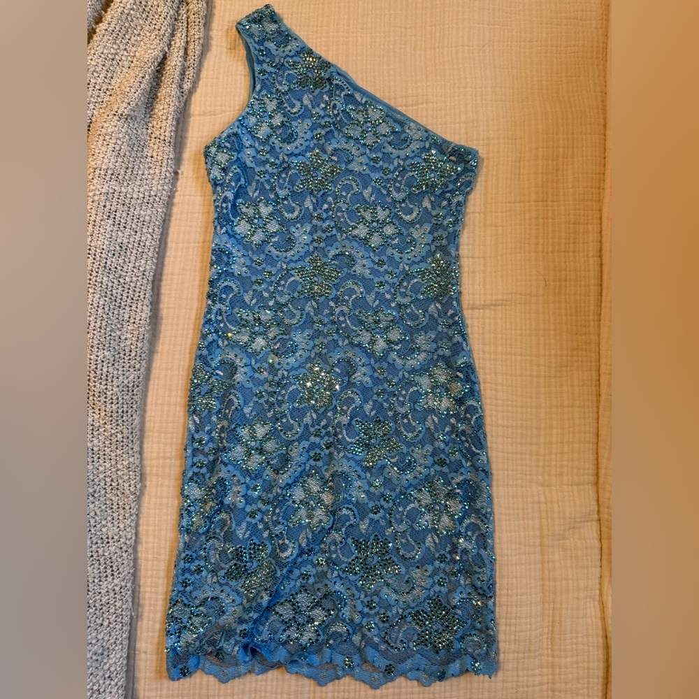 Camille Flawless Las Vegas Couture Beaded One-Shoulder Cocktail Dress